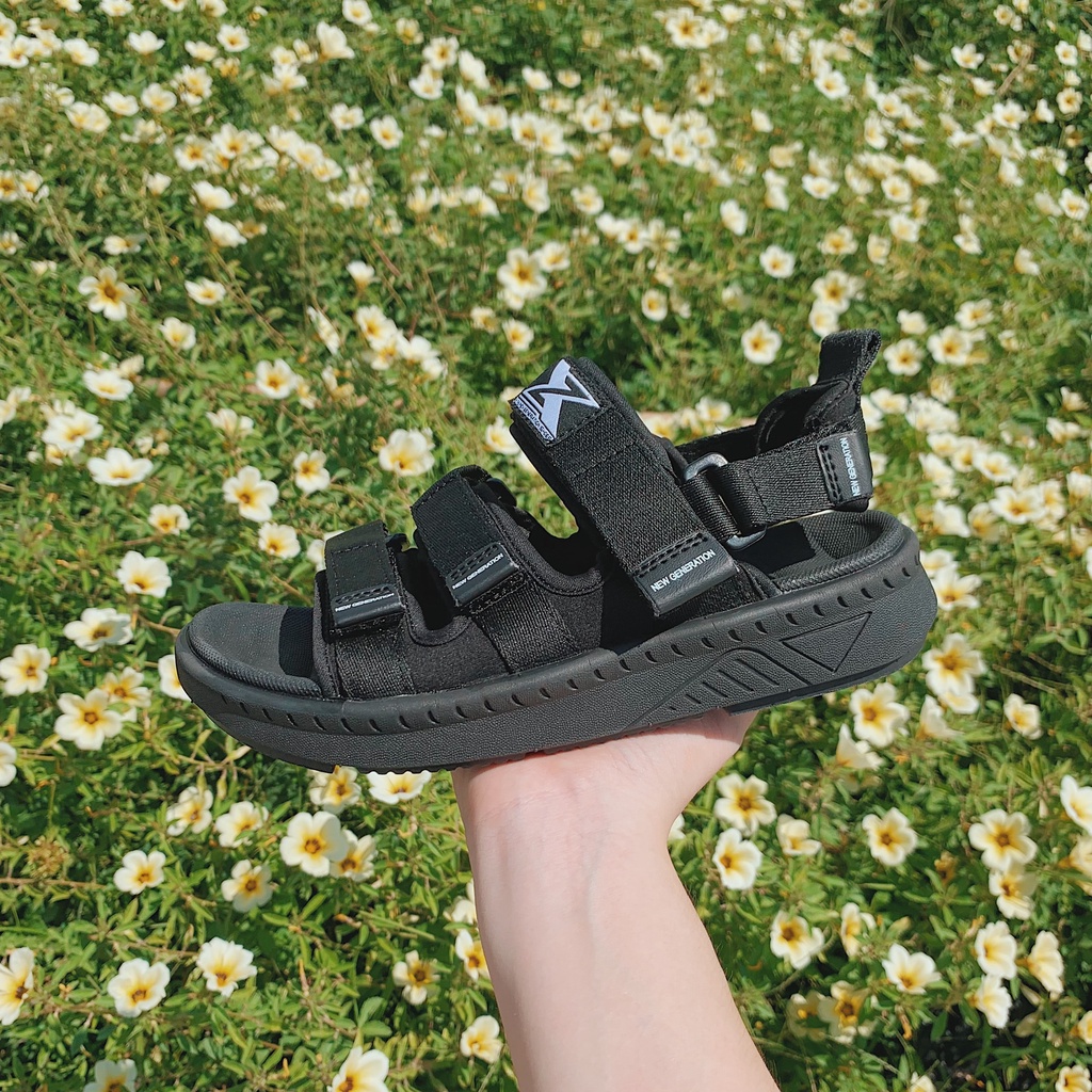 Giày Sandal Nam Nữ ZX 3719 quai ngang All Black