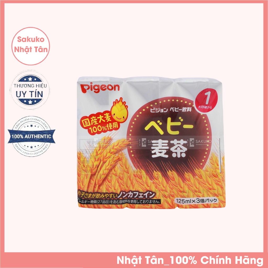 PIGEON- Trà Lúa Mạch Lốc 3 Hộp X 125ml Với Thành Phần Chính Từ Lúa Mạch Với Hương Vị Tự Nhiên