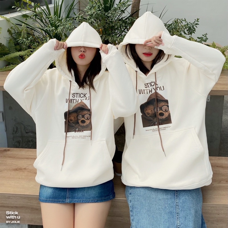 Áo hoodie nỉ bông Stick with U form suông unisex nam nữ
