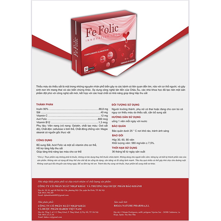 Viên uống bổ máu Fe Folic - CN190