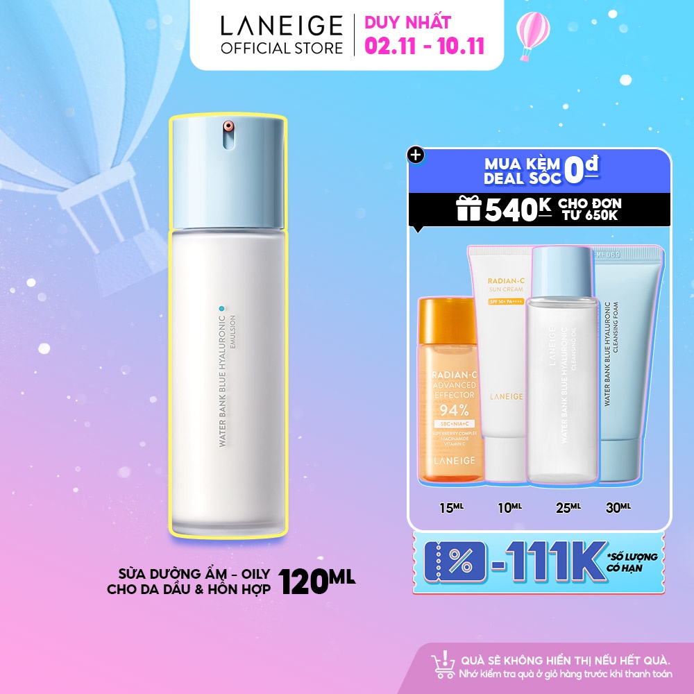Sữa Dưỡng Phục Hồi Và Cân Bằng Độ Ẩm Chuyên Sâu Laneige Water Bank Blue HA Emulsion Oily 120ml
