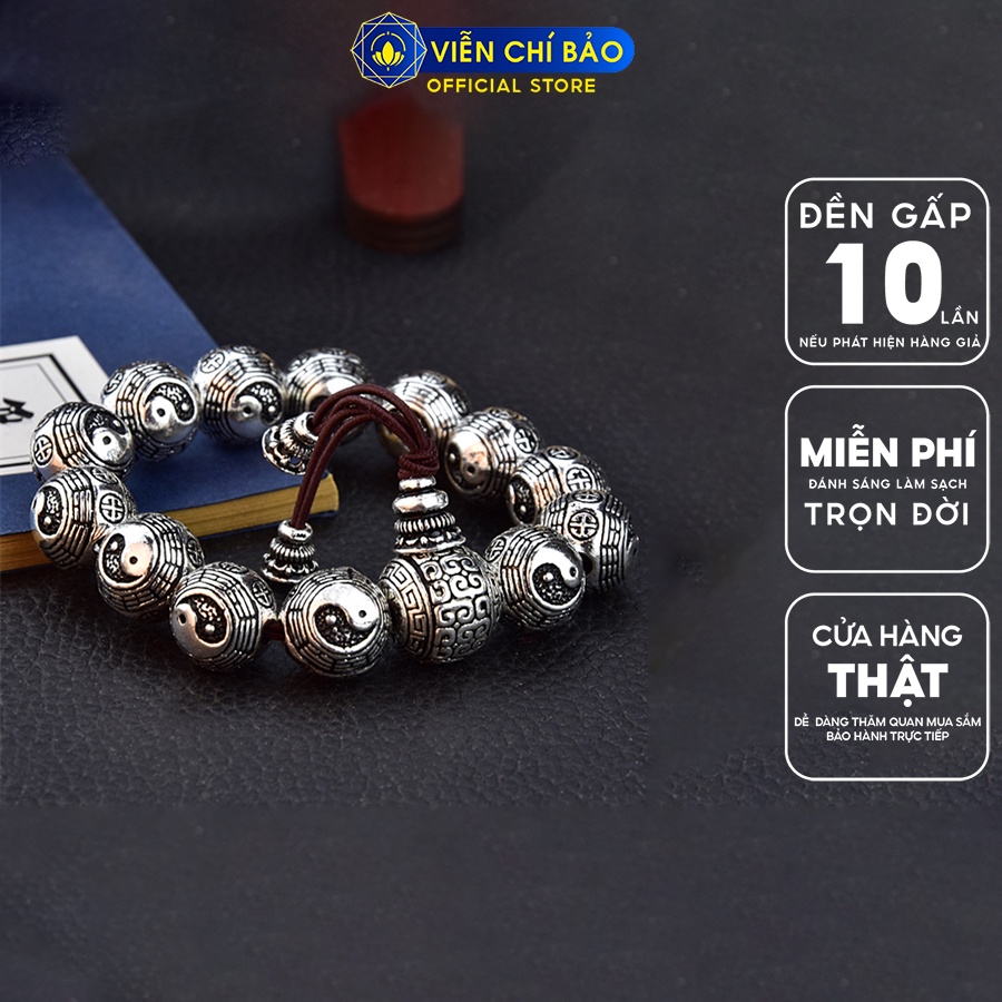 Vòng tay bạc nam chuỗi bát quái 13mm chất liệu bạc Thái 925 thời trang phụ kiện trang sức Viễn Chí Bảo L000353-13