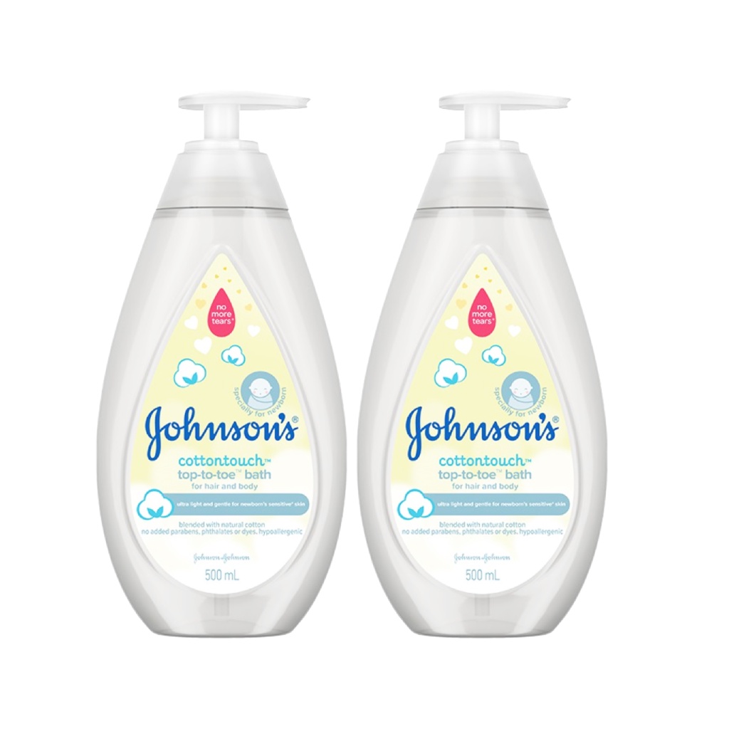 Combo 2 Chai Sữa Tắm Gội Toàn Thân Mềm Mịn Johnson' Baby Bath Cotton Touch 500mlx2