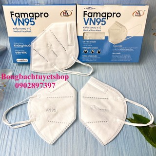 Khẩu trang y tế FAMAPRO VN95 kháng khuẩn MÀU TRẮNG thiết kế 3D 10 cái/ hộp