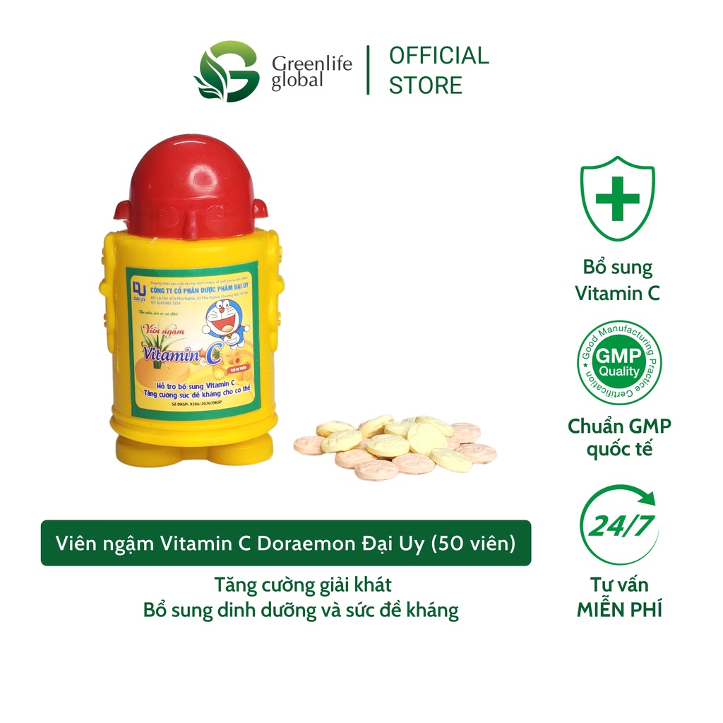 Viên Ngậm Vitamin C doremon- Đại Uy (50 viên) - Tăng cường sức đề kháng cho trẻ