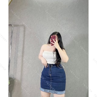 CHÂN VÁY JEAN ÔM CO GIÃN CHỮ [ TNT SHOP JEAN 60KG 90KG ]