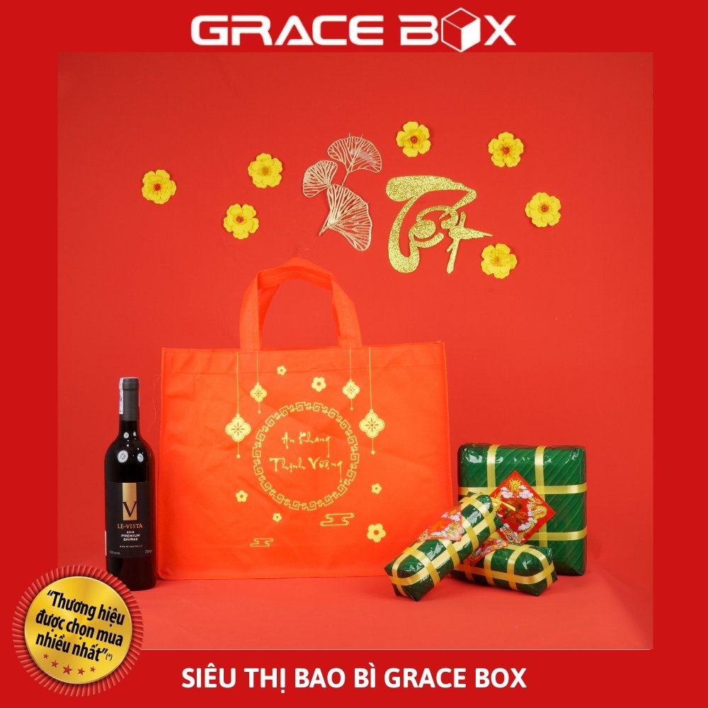 &quot;GÍA SỈ&quot; Túi Quà Tết Việt - Túi Vải Không Dệt/ Túi Vải Môi Trường - Màu Đỏ - Siêu Chắc Chắc - Siêu Thị Bao Bì Grace Box