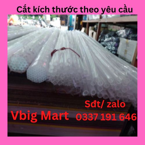 Ống nhựa mica trong suốt rỗng bên trong, dày 2mm