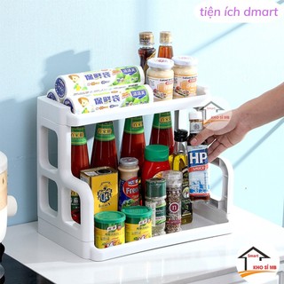 kệ gia vị nhựa cao cấp, kệ gia vị 2 tầng chắc chắn gọn gàn hình chữ H