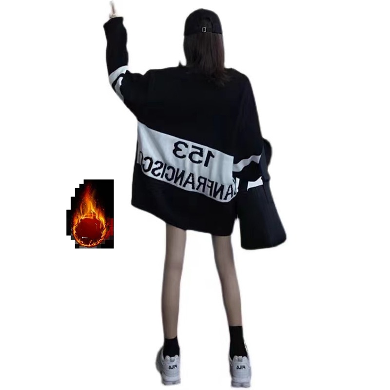 Áo Nỉ Dài Tay Màu Sắc Tương Phản Phong Cách Hàn Quốc Dành Cho Nữ