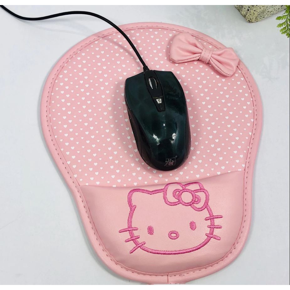 Miếng Lót Chuột Bàn Phím Bằng PU Chống Trượt Hình Hello Kitty Dễ Thương