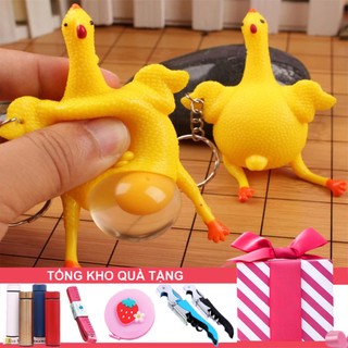 [Sỉ 5.5k] Móc Chìa Khóa Gà Đẻ Trứng Thú Vị - Bóp Tay Biến Thái - Bộ Sản Phẩm Đồ Bóp Giảm Stress