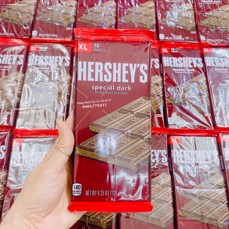 Thanh socola 120g chuẩn Mỹ kẹo chocolate Hershey's special dark size XL vị socola đắng