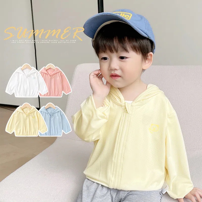 Áo Khoác Chống Nắng Có Mũ Trùm Thời Trang Mùa Hè Dành Cho Bé