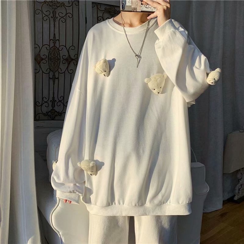 Áo Sweater Cổ Tròn Phủ Lông Màu Trơn Thời Trang Mùa Thu Trẻ Trung Cho Nam 2022 M-5XL