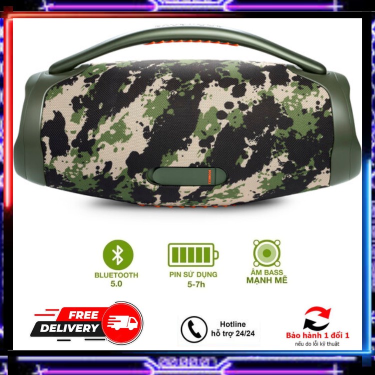 💞Loa Bluetooth Bombox3💞 Âm Thanh Siêu Đỉnh-Siêu Bass Pin Khủng 10000Mah Chống Nước-Nghe Nhạc 6 Tiếng BH6T