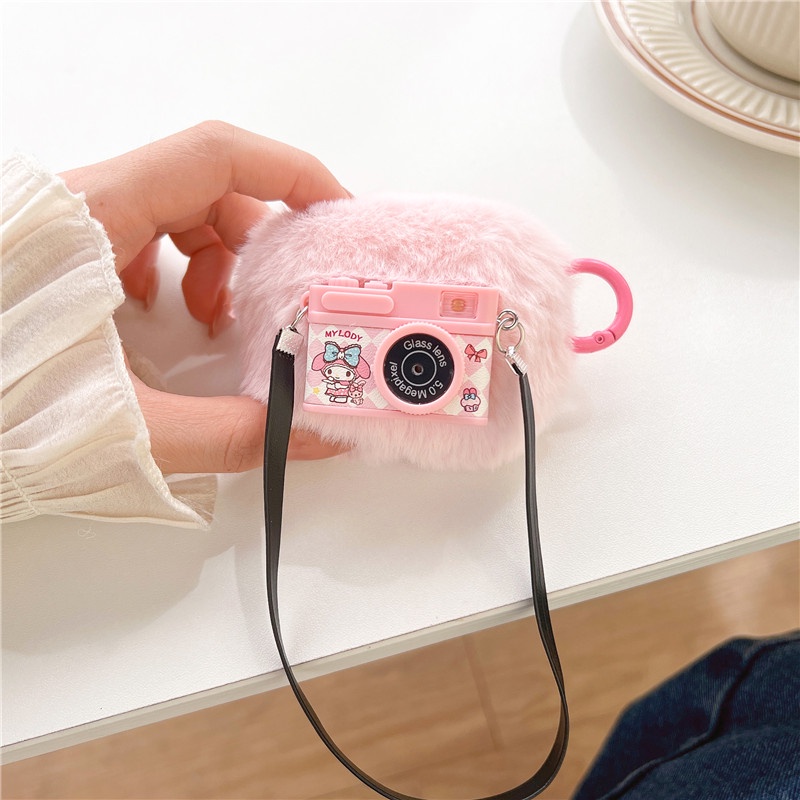 Vỏ Bảo Vệ Hộp Sạc Tai Nghe Airpods Pro 2 / Airpods 3 / 2 / 1 Hình Máy Ảnh My Melody Hoạt Hình Dễ Thương Kèm Móc Kim Loại