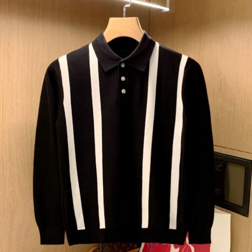 Áo Sweater Dệt Kim Kẻ Sọc Phối Màu Tương Phản Kiểu Retro Thời Trang Thu Đông 2022 Cho Nam
