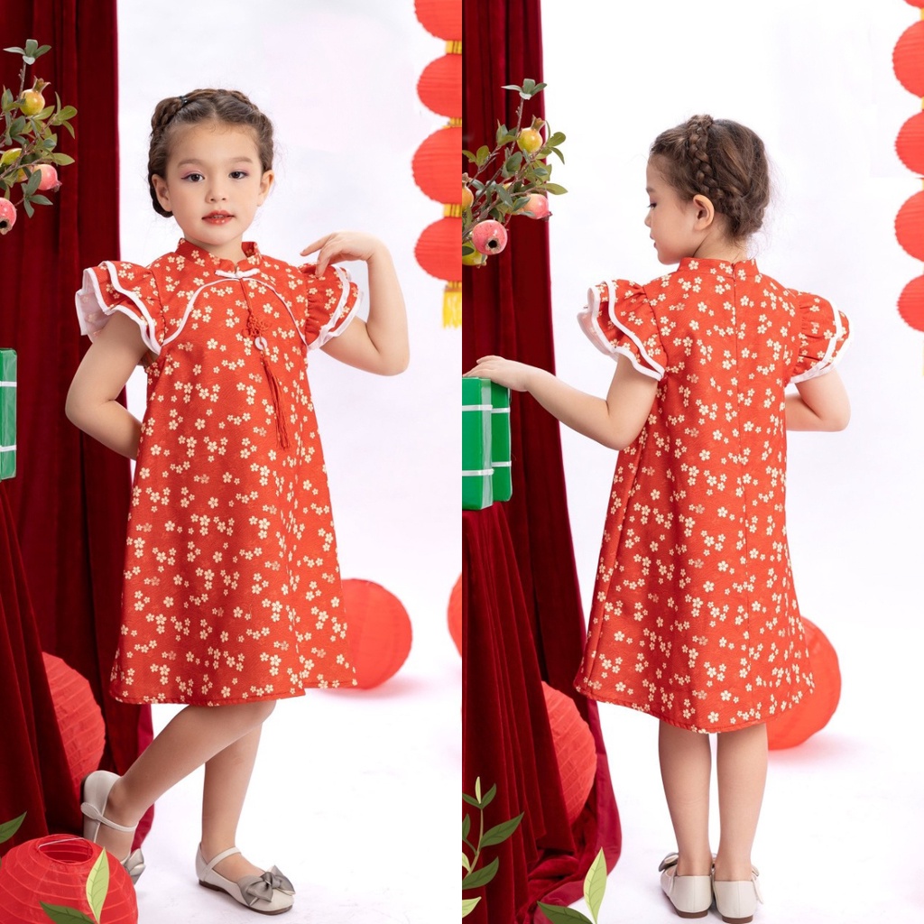 Sườn xám bé gái Oli River, June With Love 10-30kg đầm sườn xám cho bé gái mặc tết