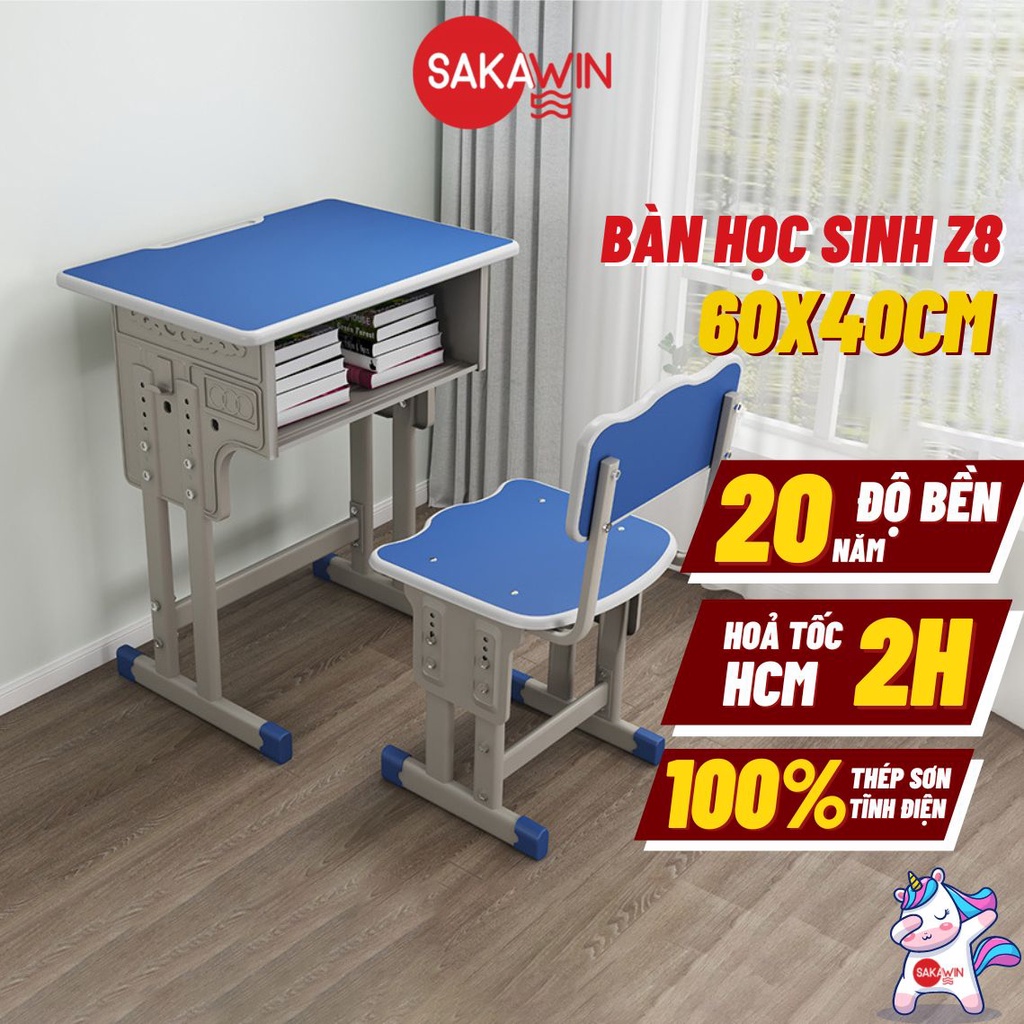 Bộ bàn ghế học sinh Z8 chống gù chống cận, độ bền lên tới hơn 20 năm, dùng cho bé từ 3 - 18 tuổi