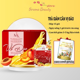 Trà giảm cân vị đào chính hãng đông anh hộp 15 gói tặng kèm detox rau củ