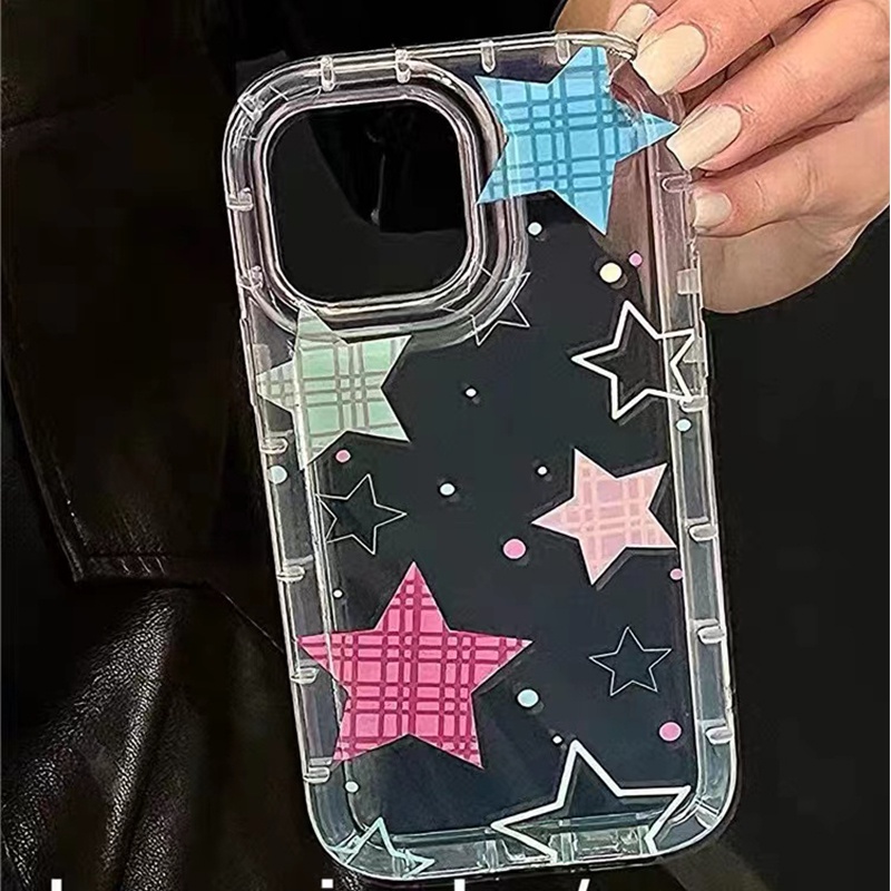 Ốp Điện Thoại TPU Silicon Mềm Trong Suốt Chống Sốc Hình Ngôi Sao Nhiều Màu Cho IPhone 14 13 12 11 Pro XS Max X XR 8 7 6 6S Plus