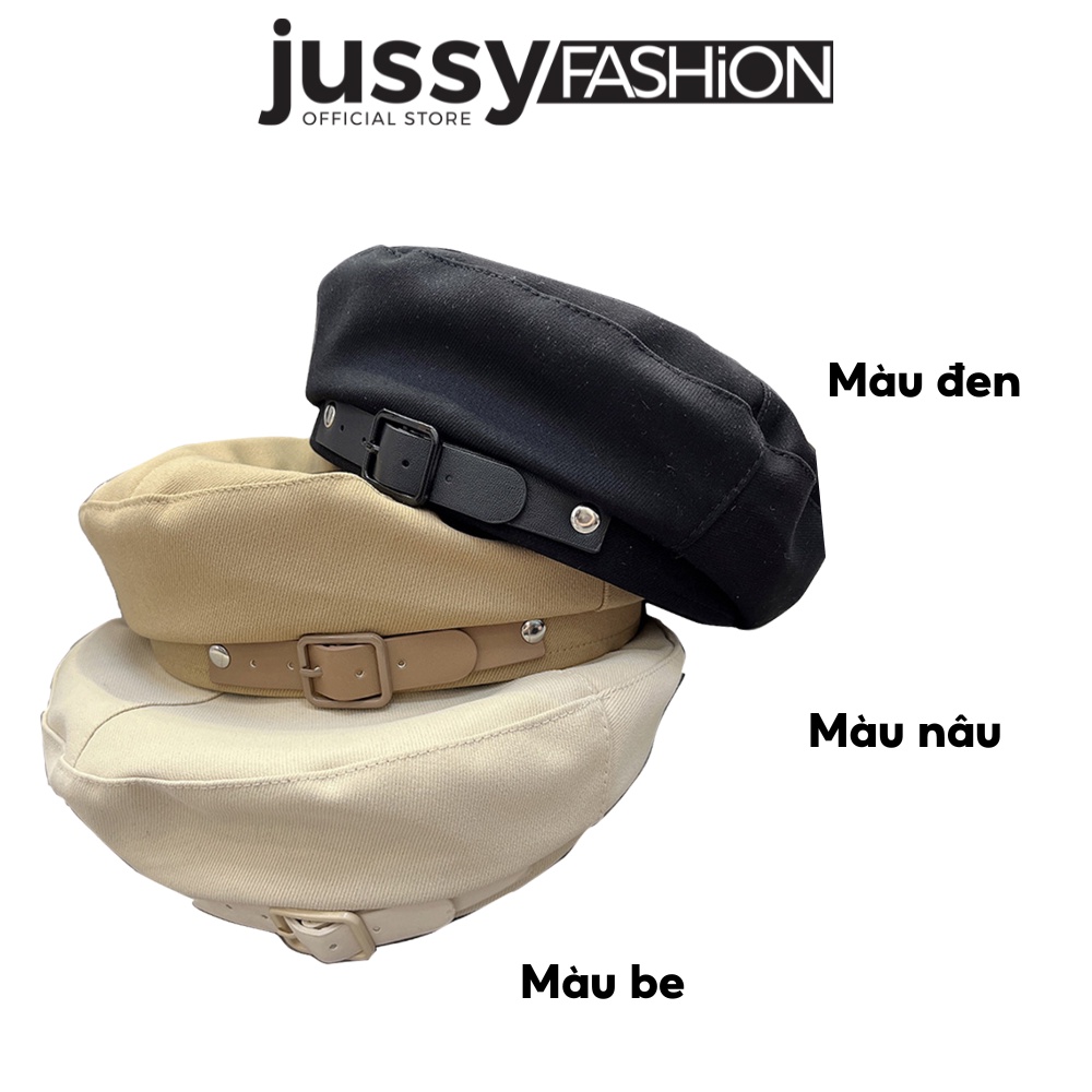 Mũ Nồi Khóa Da Cao Cấp Jussy Fashion Kiểu Mũ Beret Nữ Chất Vải Nỉ 2 Lớp Màu Sắc Vintage Phong Cách Hàn Quốc