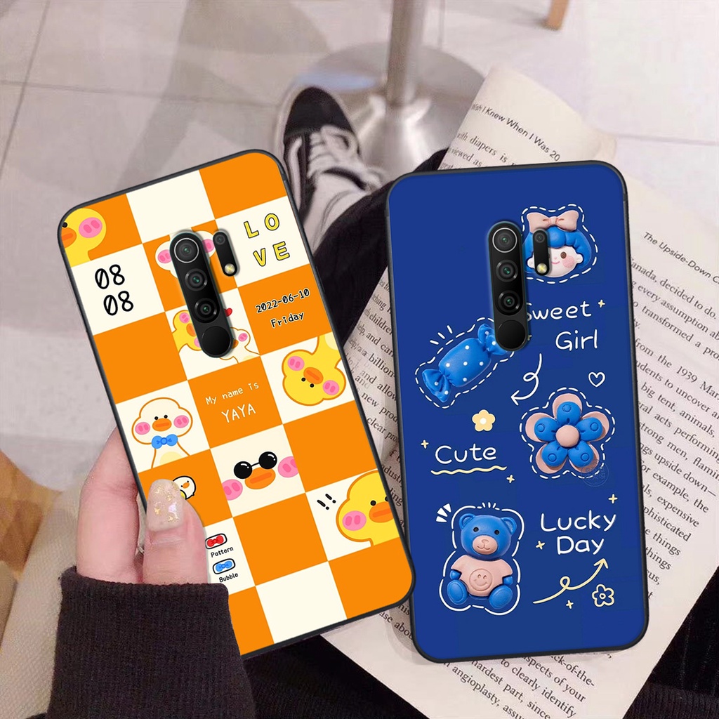 Ốp Xiaomi Redmi 9 in hình gấu vịt caro nhiều màu sắc ngộ nghĩnh dễ thương