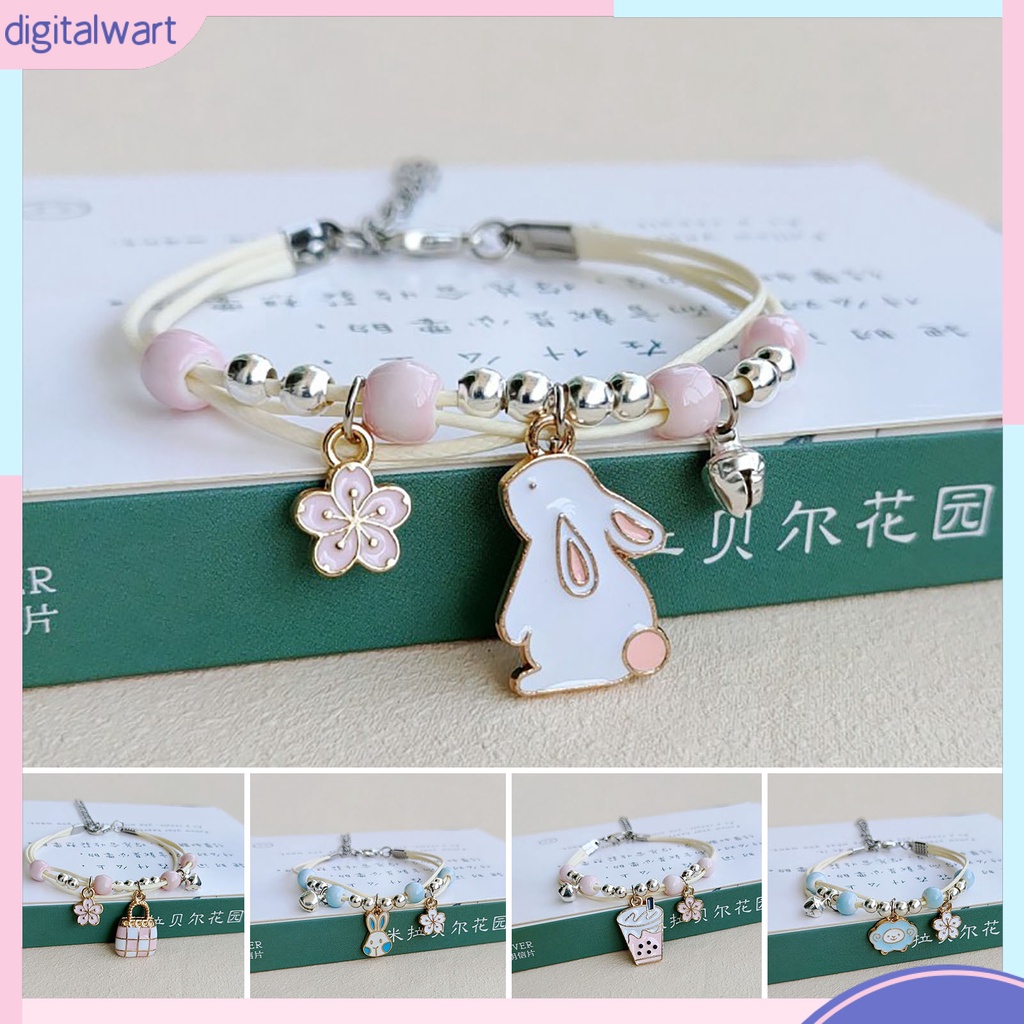 |Đào| Vòng Đeo Tay Tối Giản Bằng Hợp Kim Hình Thỏ Hoạt Hình Xinh Xắn Thời Trang Cho Bé Gái