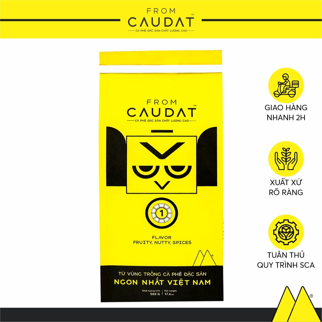 O1 Gói 500gr cà phê đặc sản nguyên chất 100% Arabica Cầu Đất chua nhẹ (FROM CAU DAT COFFEE)