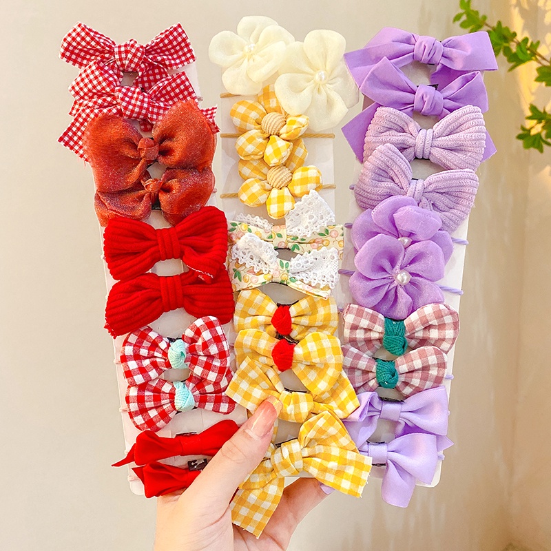 Set 10 Dây Cột Tóc Nơ Dễ Thương Cho Bé Gái