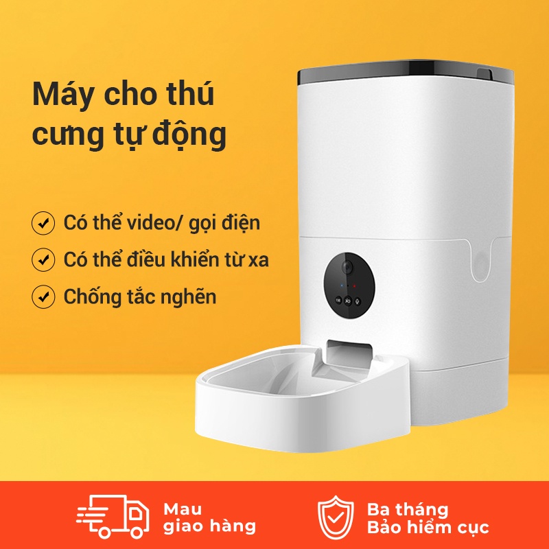 Máy cho ăn tự động chó mèo Tuya smart 6L 9L camera video app, máy nhả hạt, thả hạt thức ăn thú cưng Con Mèo Xiêm
