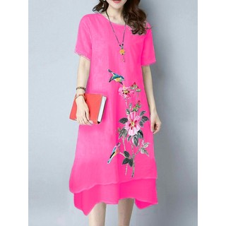 Đầm hoa linen 2 lớp toàn bộ trẻ trung