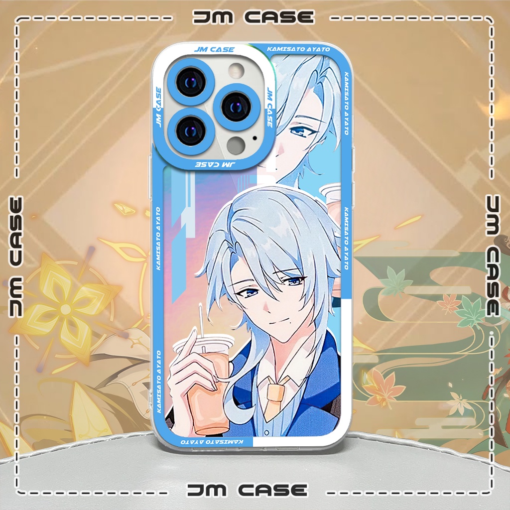 Ốp lưng iphone samsung xiaomi oppo cạnh vuông JMCase Kamisato Ayato Hologram Anime Game Genshin Impact