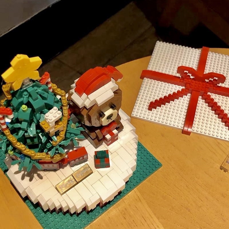 Đồ chơi xếp hình Legogi HỘP GẤU NOEL  mô hình trưng bày trang trí Giáng Sinh quà tặng sinh nhật