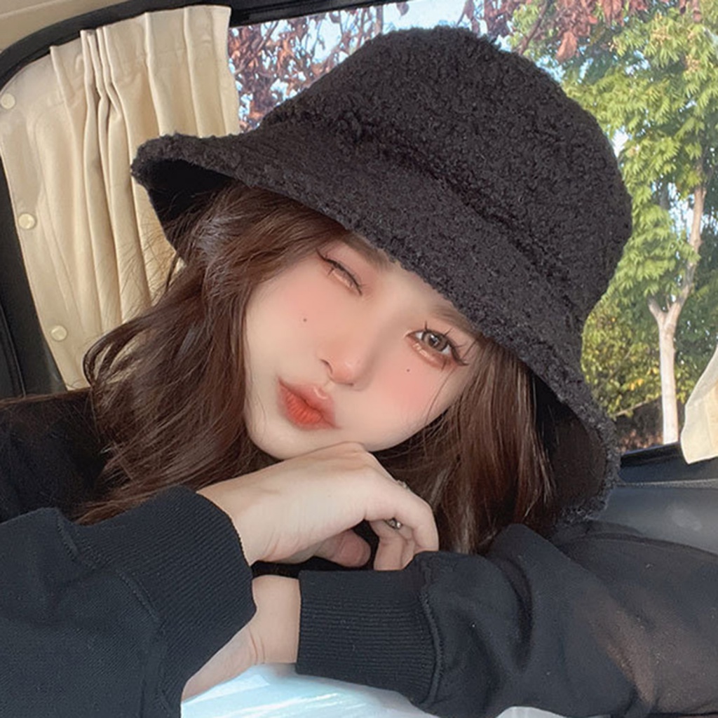 Mũ Bucket Chất Liệu Cashmere Giả Lông Thời Trang Cho Nữ