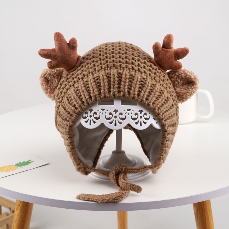 Mũ Len Giữ Ấm Bảo Vệ Tai Thời Trang Thu Đông Cho Bé