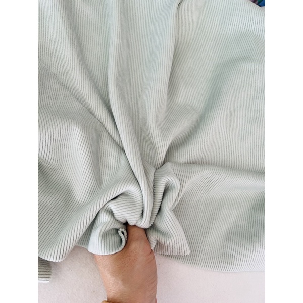 Vải nỉ nhung tăm màu xanh pastel