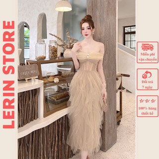 Váy Dự Tiệc Ren Bồng Dài Dáng Tầng Phong Cách Bánh Bèo Sang Chảnh _ Lerin V259