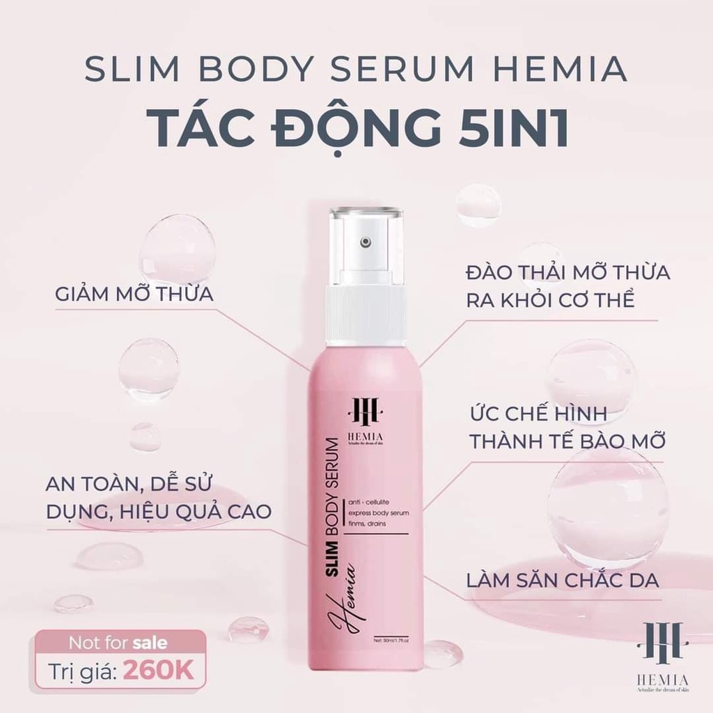 Kem Hủy Mỡ HEMIA - Siêu Phẩm Slim Body Serum Giúp Giảm Mỡ Các Vùng Bụng, Đùi, Bắp Tay, Chân