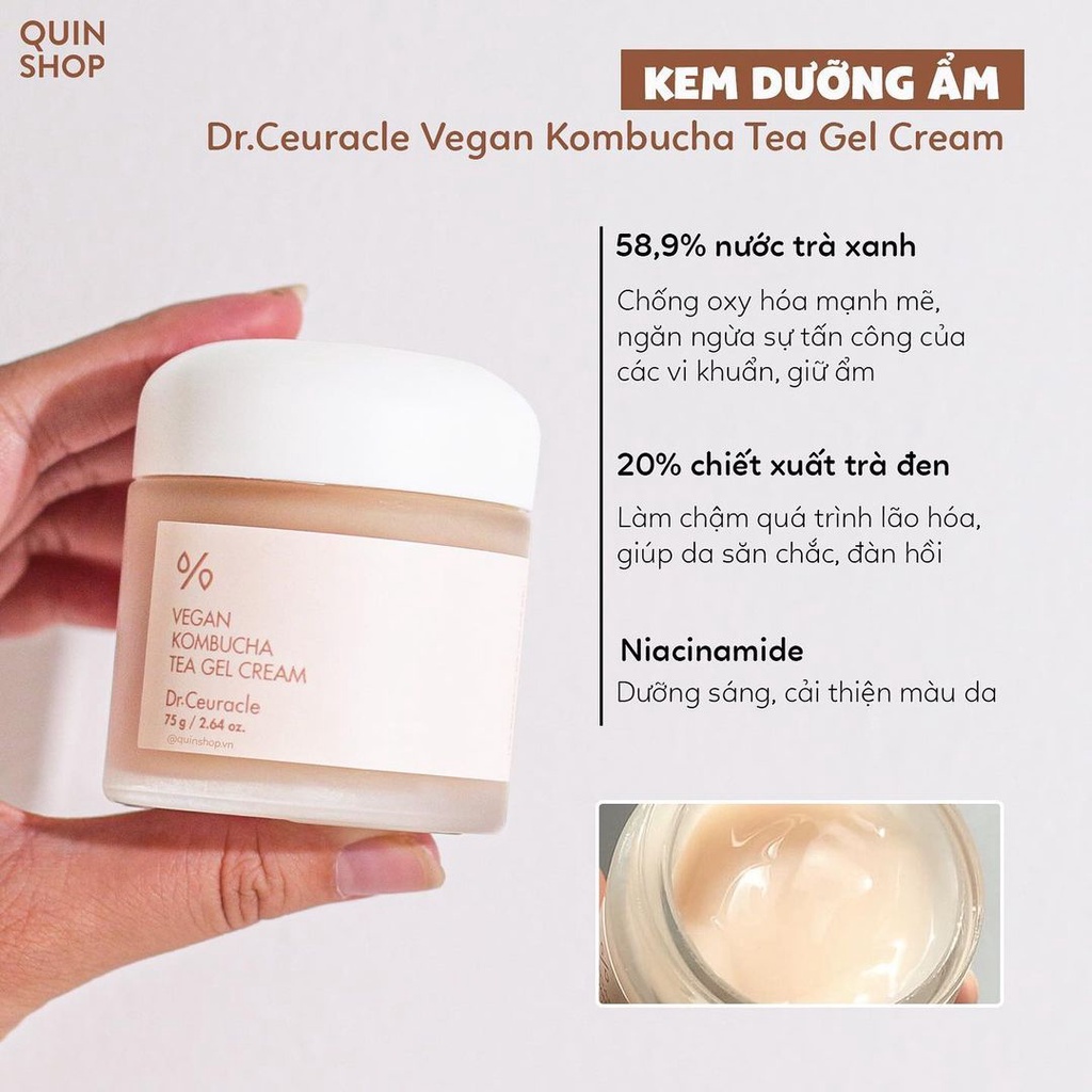 Kem Dưỡng Ngăn Ngừa Lão Hóa Dr.Ceuracle Vegan Kombucha Tea Gel Cream