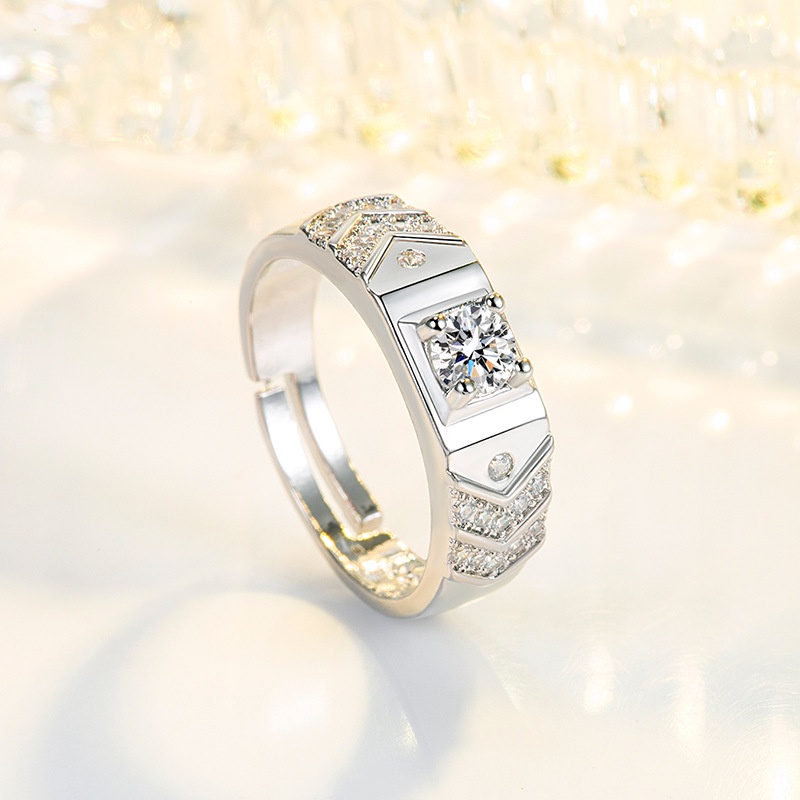 Nhẫn Thép Titan Đính Đá Zircon Thời Trang Cho Cặp Đôi