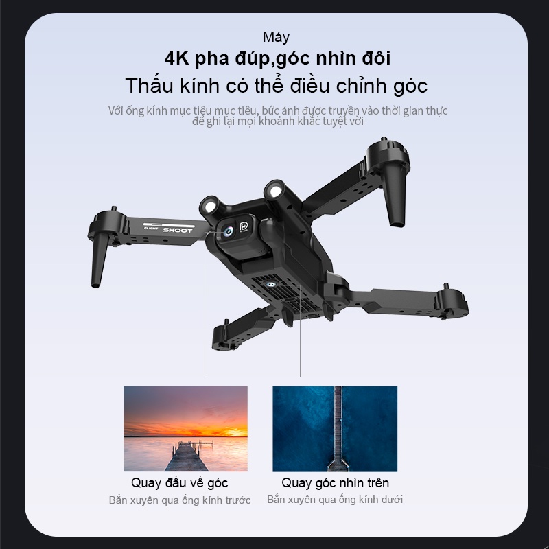 ⚡Flycam H7 DRONE 4K camera flycam Chức năng cài đặt độ cao, sáu kênh với con quay hồi chuyển Định vị 4K ống kính kép🔥 | BigBuy360 - bigbuy360.vn