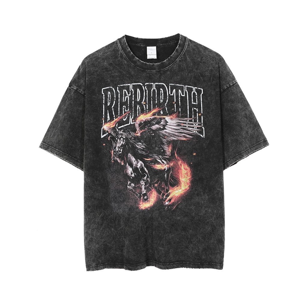 Áo Phông Loang Cổ Tròn Phối STICKER Bản Lớn Phong Cách Trẻ Trung Năng Động