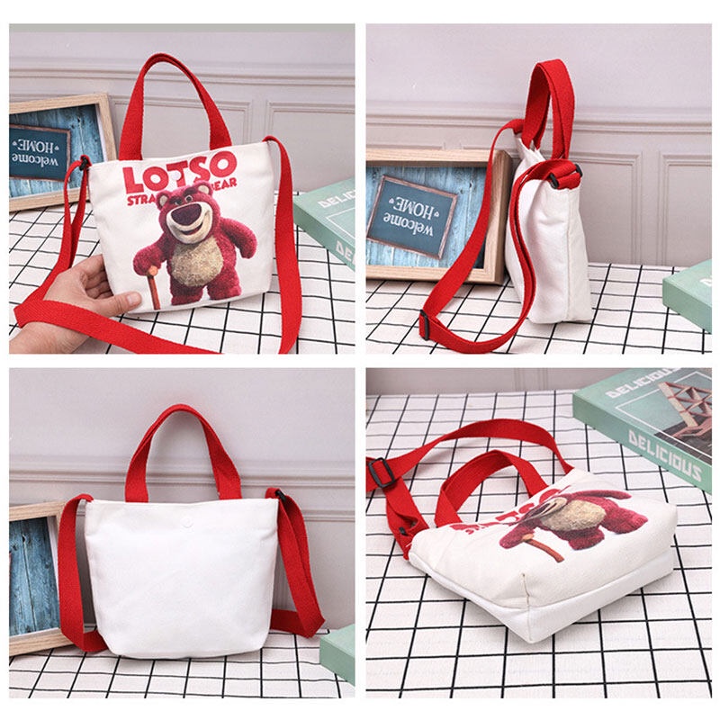 Túi Xách Đeo Vai Vải Bạt In Hoạt Hình Thời Trang Hàn Đáng Yêu Dành Cho Trẻ