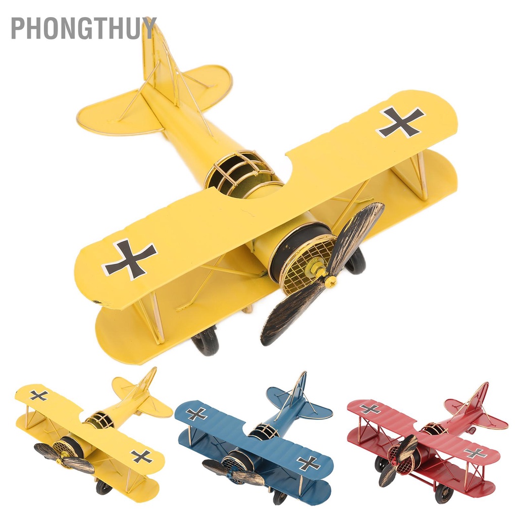 Mô Hình Máy Bay Bằng Sắt Phong Cách Retro Tinh Tế Vintage Thủ Công Trang Trí Nhà Cửa Quán Cà Phê