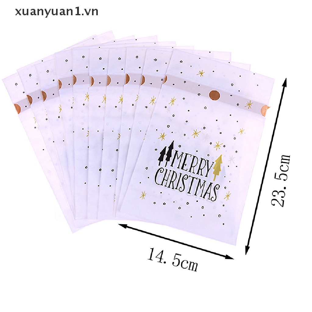 Set 10 Túi Nhựa Đựng Kẹo Họa Tiết Giáng Sinh Dễ Thương Bộ 10 Túi Đựng Kẹo Họa Tiết Tuần Lộc Giáng Sinh Dễ Thương