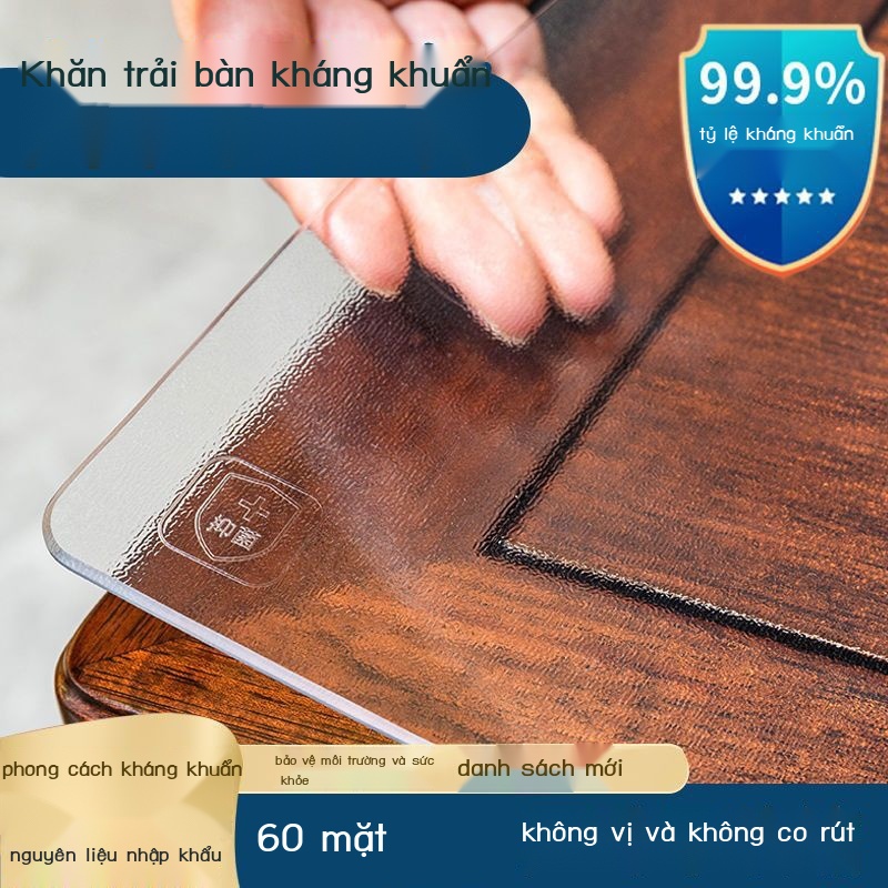 Thảm trải bàn bằng nhựa PVC trong suốt không mùi Khăn trải bàn chống thấm nước chống bỏng chống dầu không cần giặt