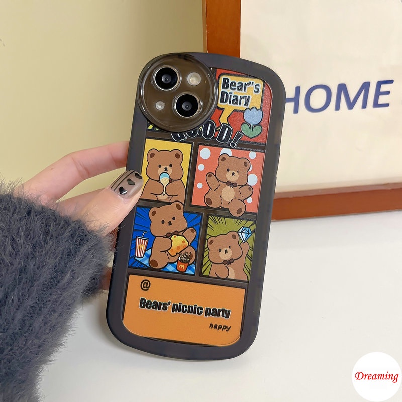 Ốp lưng điện thoại cho VIVO Y02S Y22 Y22S Y35 Y77 Y55 Y75 T1 Y33S Y21S Y21 Y53S Y51 Y51A Y31 Y30 Y50 Y20 Y12S Y20s G Y16 Y15S Y15A 4G 5G Vỏ mắt lớn Translucency Vỏ Motif Puzzle Gấu dễ thương