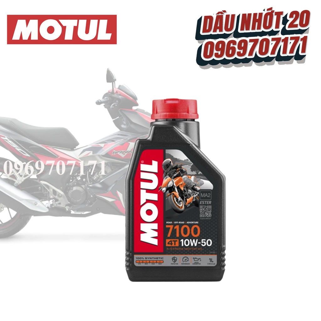 Dầu nhớt tổng hợp cao cấp xe số và xe tay côn Motul 7100 10W-50 kèm Lọc Nhớt Yamaha